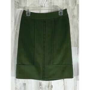 Ann Taylor Mini Skirt Size 0 Green Wool Rabbit Hair Blend Mod 60s Retro Lined